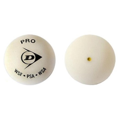 Skvošo kamuoliukas DUNLOP WHITE PRO 1 yellow dot