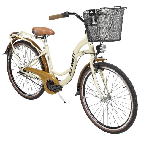 Dviratis AZIMUT Vintage 26“ 3-speed 2021 su krepšeliu cream-brown